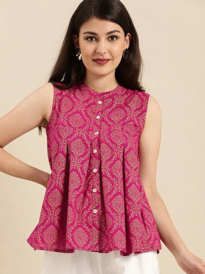 QAZMI Women's Kashmiri Embroidered Sleeveless Short Kurti (S, White &  Green) : Amazon.in: Fashion