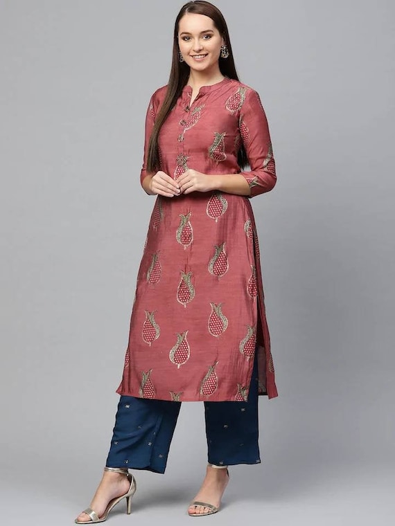 Buy Online in India, Rani Pink Heavy Kurta With Pallazo