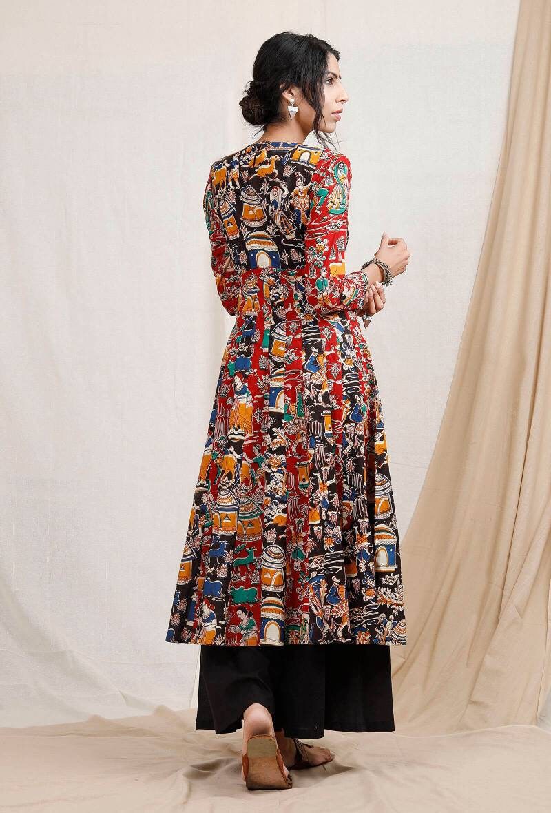 Kalamkari Kurta Set Three Print Kalamkari Kurta and Black Etsy