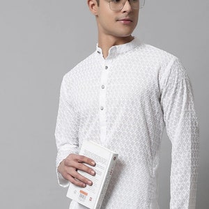 Aafreen White on White Chikankari Kurta - Festive Sale – Shopnamastay