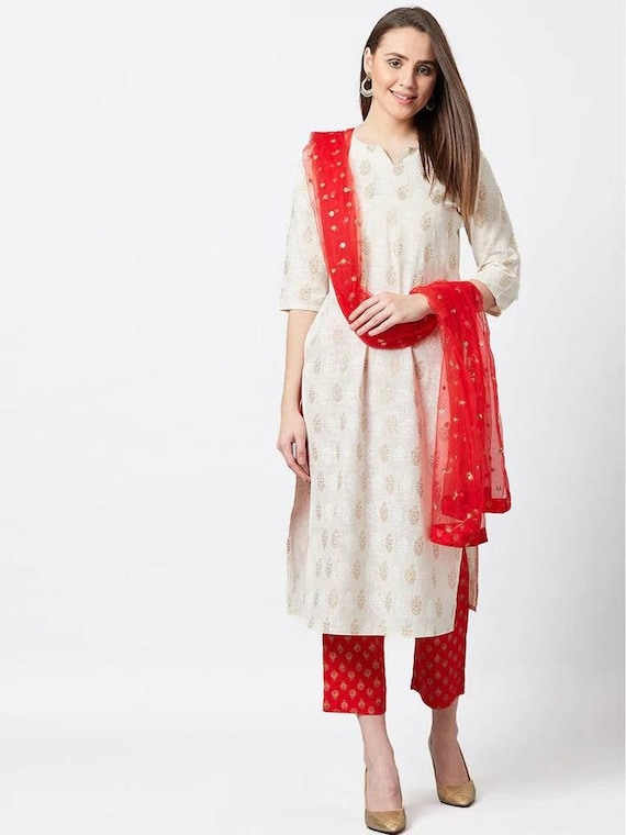 Buy Red Kurta Suit Sets for Women by In Weave Online | Ajio.com