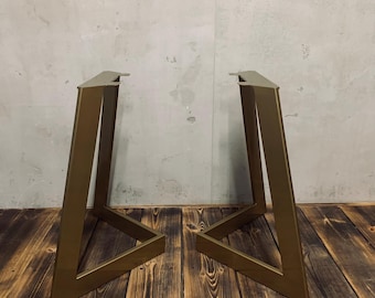 SENSATION Metal Table Legs – Custom Steel Legs 80x20 mm – Slanted Modern Design – Choose Height & Color – Handmade in Poland } Gold