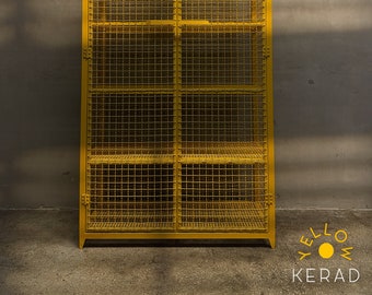 Industrial Bookcase Shelving | vintage locker | Cabine | Metal bookcase with oak shelves | Modern Industrial Bookshelf |  METALFUN