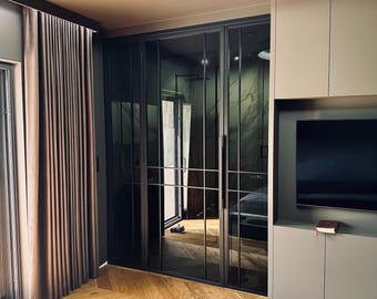 Custom Loft Steel Glass Door Made to Measure | Industrial Metal Frame Interior Door | Modern Black French Style Door