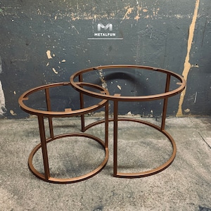 Couchtisch-Set l Couchtisch-Set, Beine Runde Bank Couchtisch Basis Stahl Basis Kaffeetisch Loft Industrie LOVE METALFUN