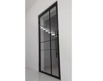 PRIV - Porta a battente singola con telaio in acciaio personalizzato | Porta interna industriale moderna | Realizzata su ordinazione