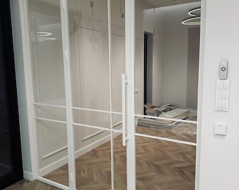 Custom White Steel Frame Single Swing Door with Fixed Side Panels | Modern Industrial Interior Door | Made to Order