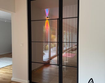 Custom Steel Doors - Steel Frame Single Swing Door with Fixed Side Panel | Modern Industrial Interior Door | Made to Order