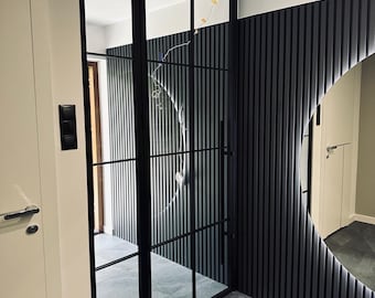 Custom Steel Frame Single Swing Door with Fixed Side Panel | Modern Industrial Interior Door | Made to Order DSF09