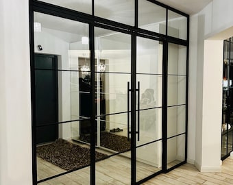 Loft Double Sliding Doors – Handmade Modern Metal Barn Doors, Elegant Industrial Design, Custom Interior Doors