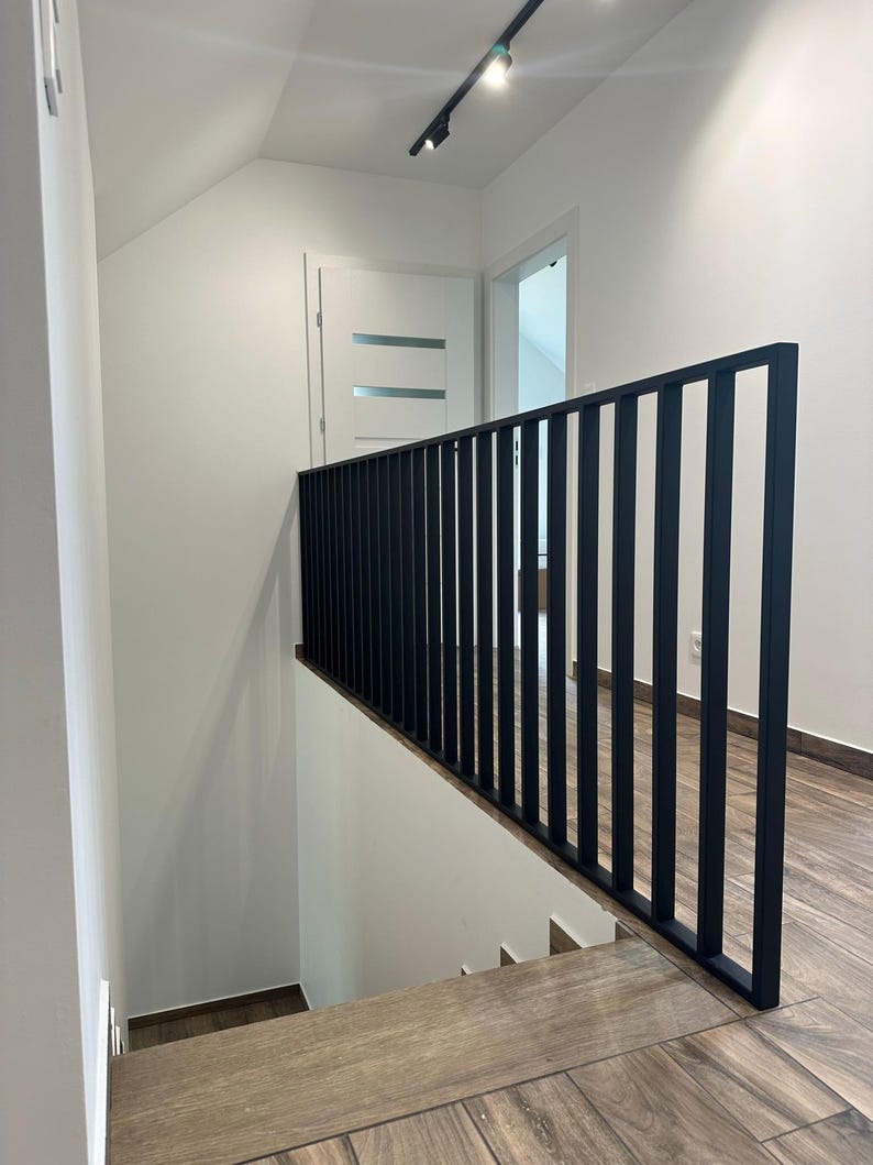 Metal Railing Extend Custom Metal Railing – Modern Loft Stair Railing – Minimalist Indoor ...