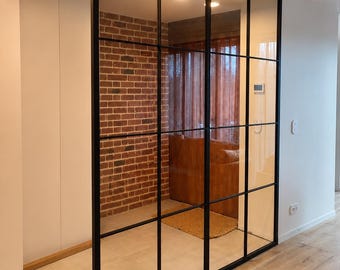 Custom Loft Glass Partition Wall | Metal Frame Fixed Panel Divider | Made to Measure Room Separator | Powder Coated Finish