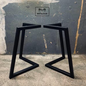 Industriella metallbordsben - Modern svart stålbas för runda eller rektangulära bordsskivor