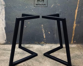 Industrial Metal Table Legs - Modern Black Steel Base for Round or Rectangular Tabletops