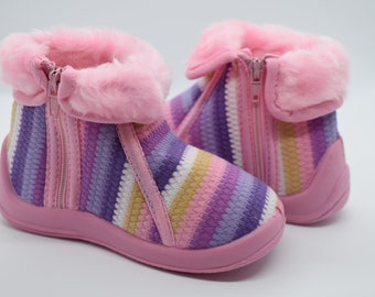 Pink & Purple Striped Slippers