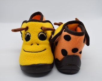 Yellow and Orange Happy Face Slippers