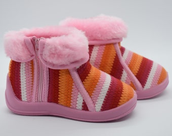 Pink & Red  Striped Slippers