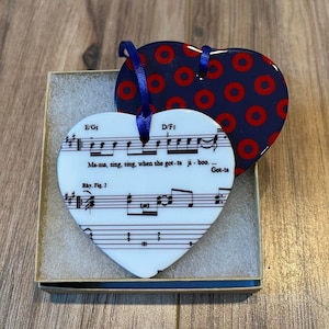 Phish Inspired &quot;Gotta Jibboo&quot;, Fishman Donut, Heart Shaped, Double Sided, Ceramic Ornament
