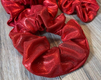 Holographic Red Scrunchie, Hair Tie, Festival Wear
