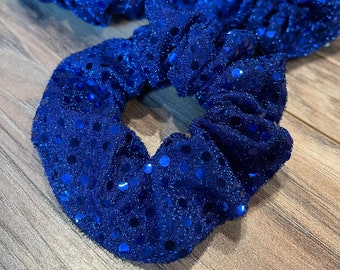 Blue Sequin Scrunchie, Hair Tie, Festival Wear