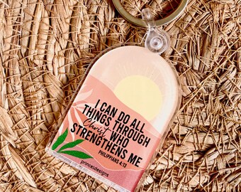 christian acrylic keychains,bible verse keychain, faith inspired keychain,philippians 4:13
