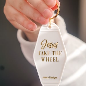 Jesus take the wheel motel keychain, christian gifts for women, handwriting keychain, handwriting engraved keychain, gifts for her under 20