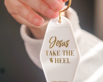 Jesus take the wheel motel keychain, christian gifts for women, handwriting keychain, handwriting engraved keychain, gifts for her under 20