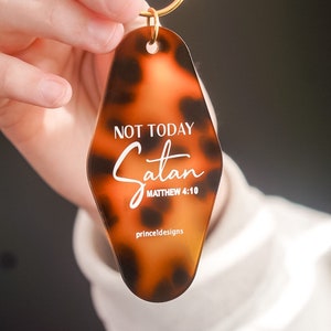Nicht heute satan motel schlüsselanhänger, christliche geschenke für frauen, handschrift schlüsselanhänger, frau kriegerin für jesus, geschenke für sie unter 20