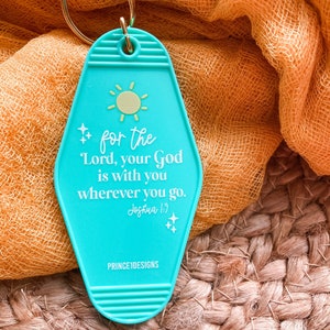 your god is with you wherever you go motel keychain, christian gifts for women, mustard seed keychain, faith inspired keychain