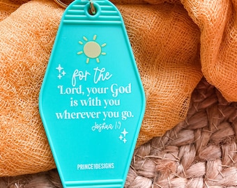 your god is with you wherever you go motel keychain, christian gifts for women, mustard seed keychain, faith inspired keychain