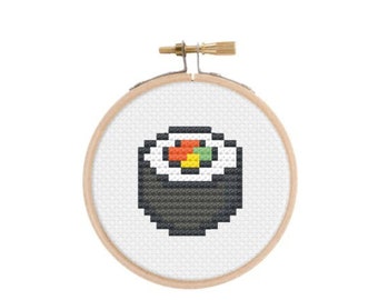 Cross stitch pattern, Sushi 20x20, easy for beginners, mini food art Xstitch PDF pattern, instant download, knitting, for foodies