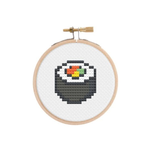 Grille de point de croix, Sushi 20x20, facile pour les débutants, modèle PDF Xstitch mini food art, téléchargement instantané, tricot, pour les gourmands