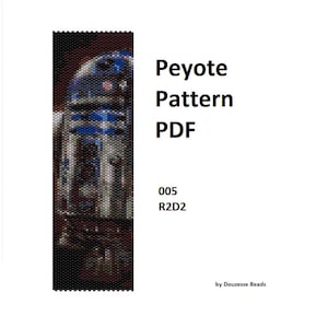Peut inclure: Un modèle de perles pour un projet de point de peyote représentant R2-D2 de Star Wars. Le modèle est intitulé "Peyote Pattern PDF 005 R2D2 by Douzesses Beads".