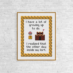 Growing up... Cute Cross Stitch Pattern, Funny Cross Stitch, Retro Cross Stitch Pattern, Easy Cross Stitch, Printable PDF, Quotes