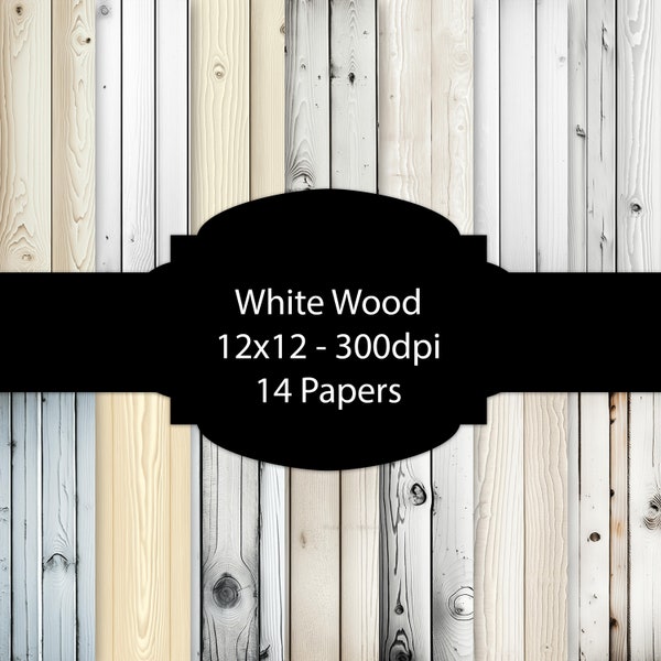 White Wood Digital Paper, Rustic Wood Background, Beige Wood Paper Pack, For Scrapbooking, For Cards, For Invitations, Commercial Use, Set