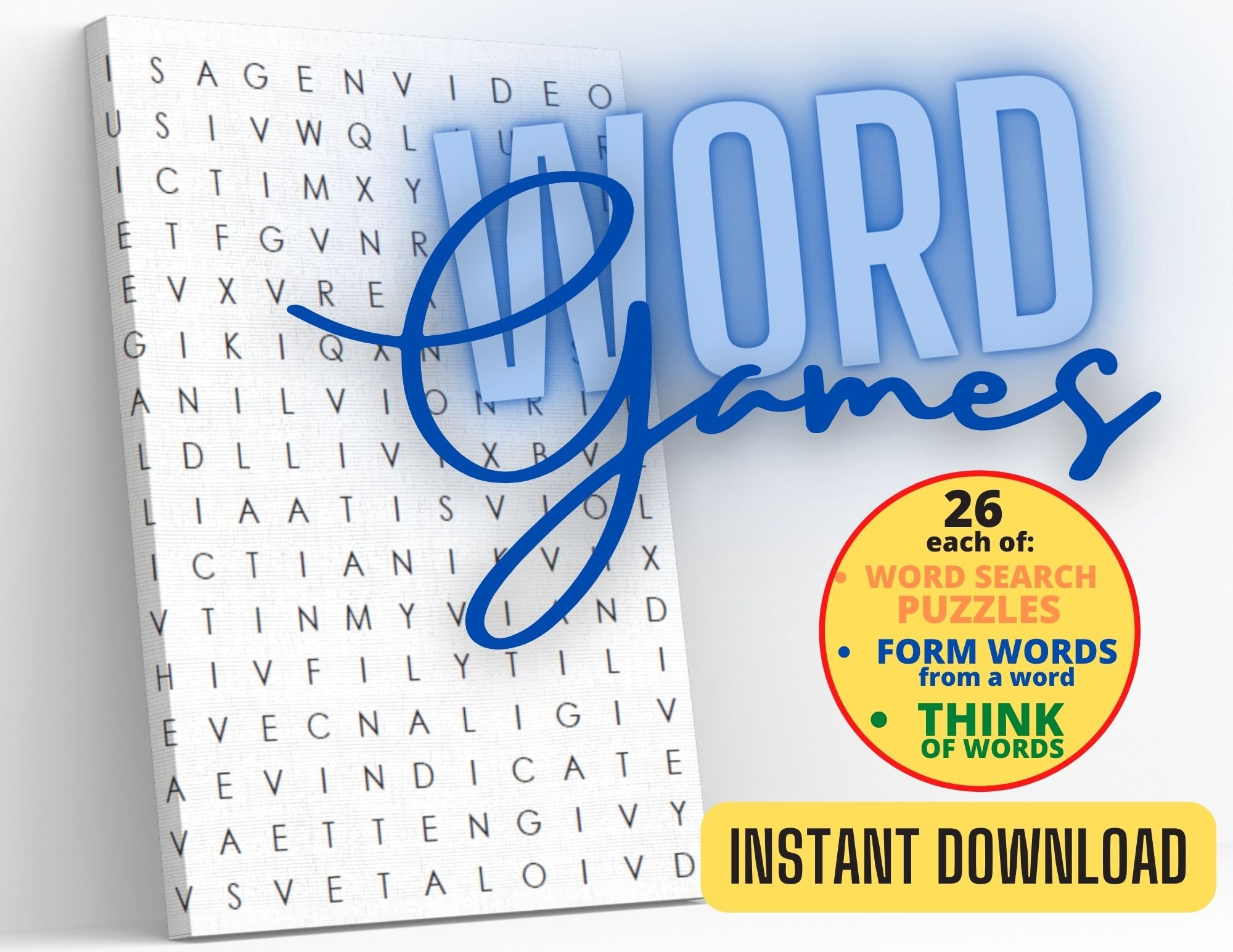 printable word games and word search puzzles for adults etsy