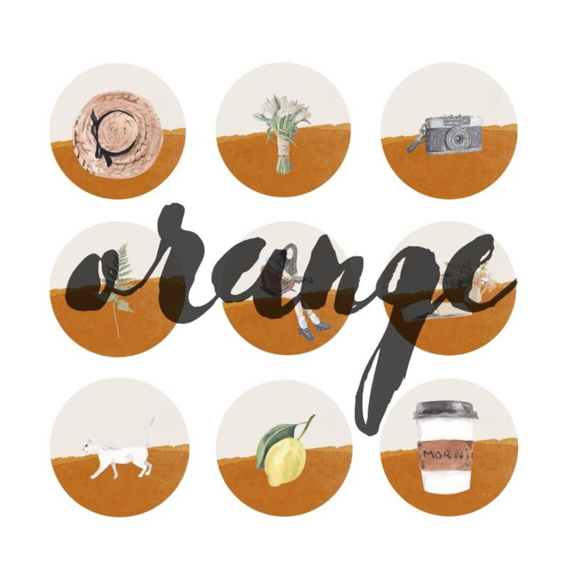 Orange Instagram Highlight Covers Instagram Highlight Covers Etsy España