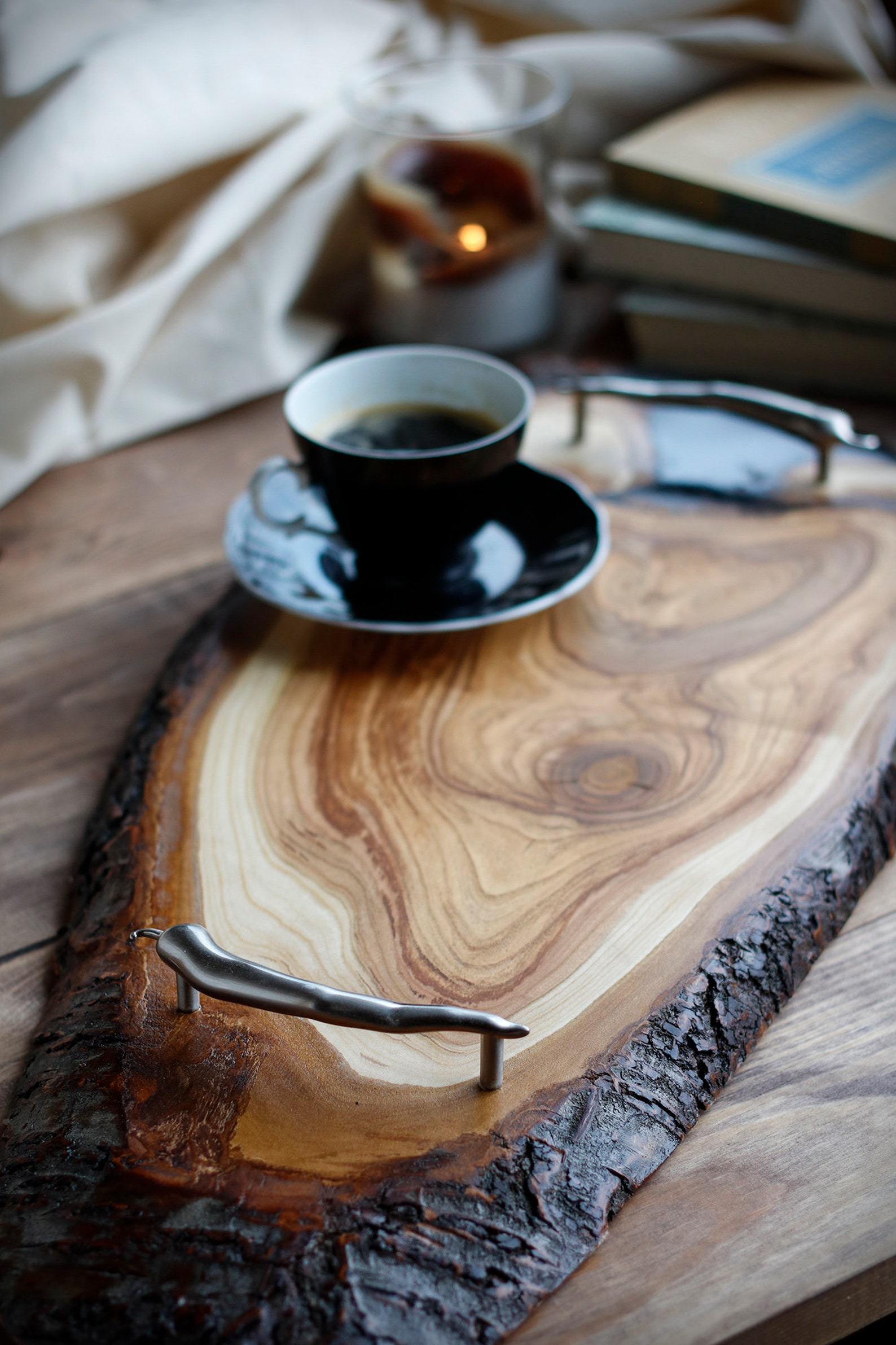 Epoxy Wooden Serving Tray Long Rustic Tray With Pepper Etsy