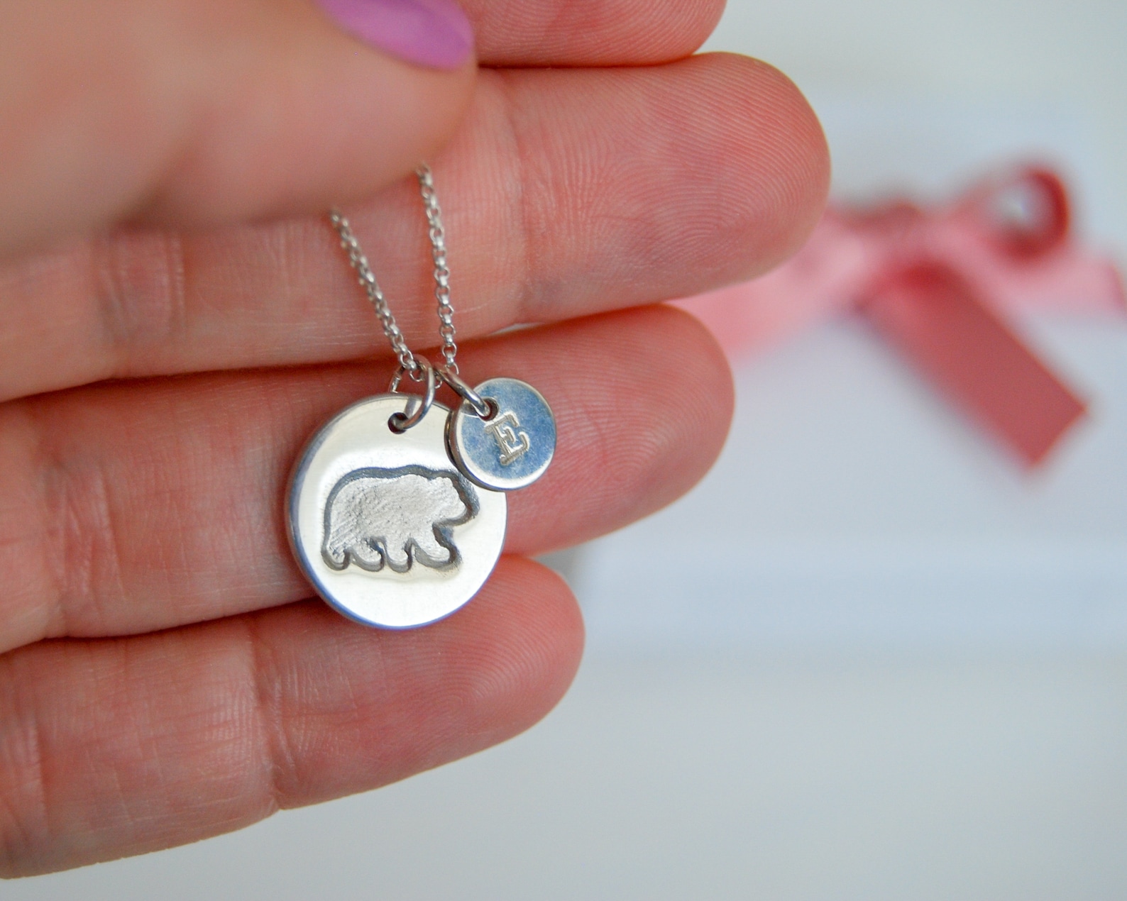 Mama Bear Necklace Sterling Silver Initial Jewellery Gifts Etsy