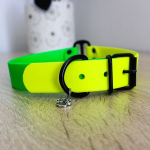 Waterproof Classic Yellow-Green Dog Collar, water resistant, easy to clean, personalised, customised & dirt resistant dog collar