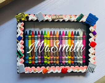 Personalized Teacher Frame: Crayon Shadow Box, Teacher Appreciation Gift