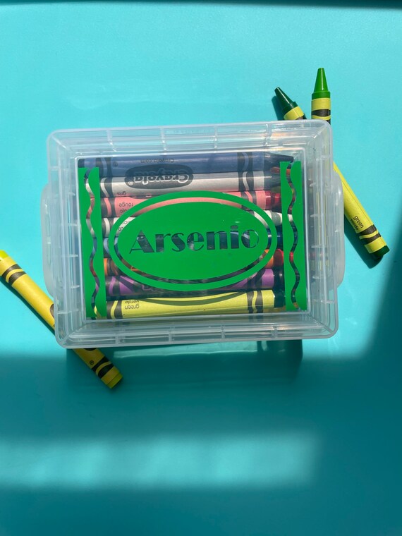 Back to School Supplies Personalized Crayon Box, Craft Storage,  Kindergarten Supplies, Stacking Crayon Box 
