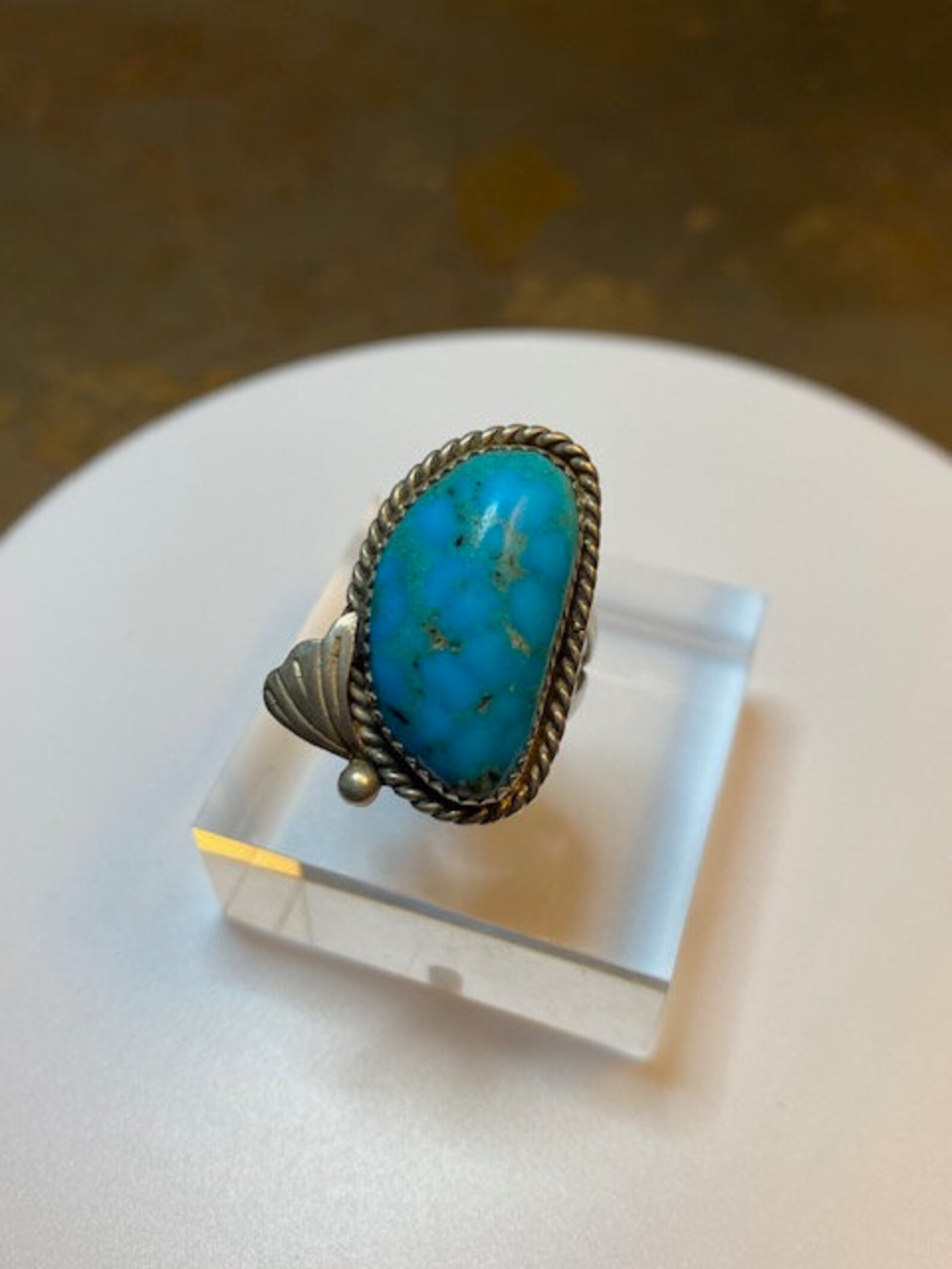 Vintage Navajo JD Signed Turquoise Sterling Silver Ring Size 7 1/2 US ...