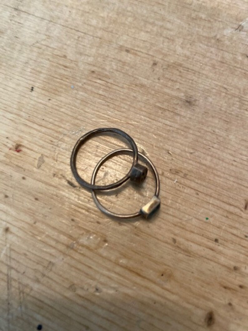 Sundance Tiny Little Pillow Stacking Rings in Sterling Silver with Light Blue Calcedony Stone and Dainty Engraving
