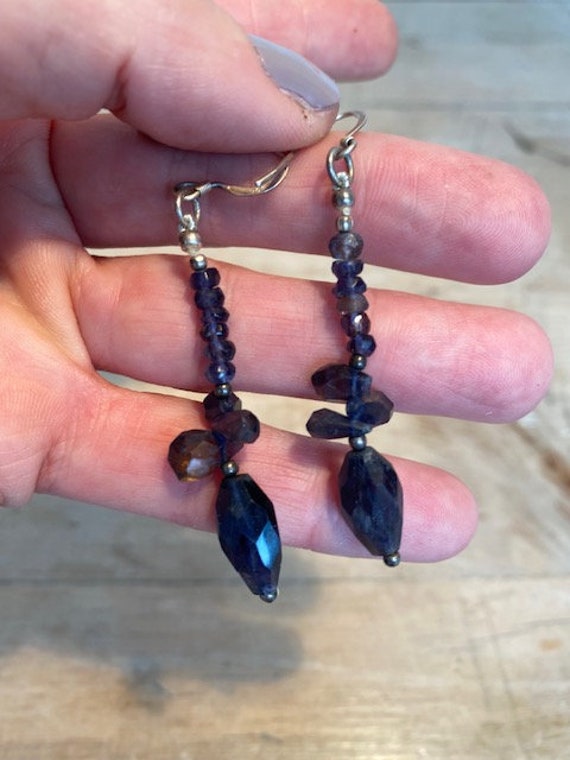 Handmade Sterling Silver Amethyst Dangle Earrings… - image 2