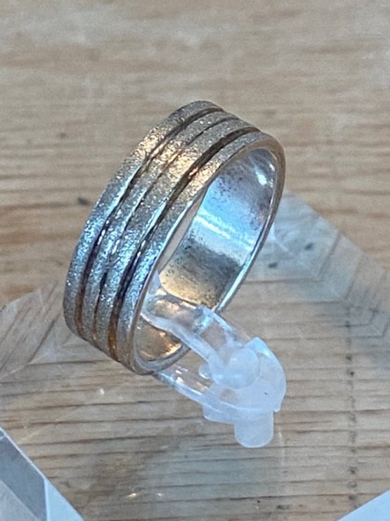 Vintage Mens Sterling Silver Ribbed Ring Size 10 … - image 3