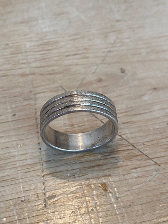 Vintage Mens Sterling Silver Ribbed Ring Size 10 … - image 5