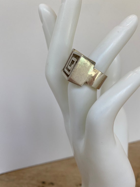 Modern style vintage Sterling Silver Cubist Ring,… - image 2