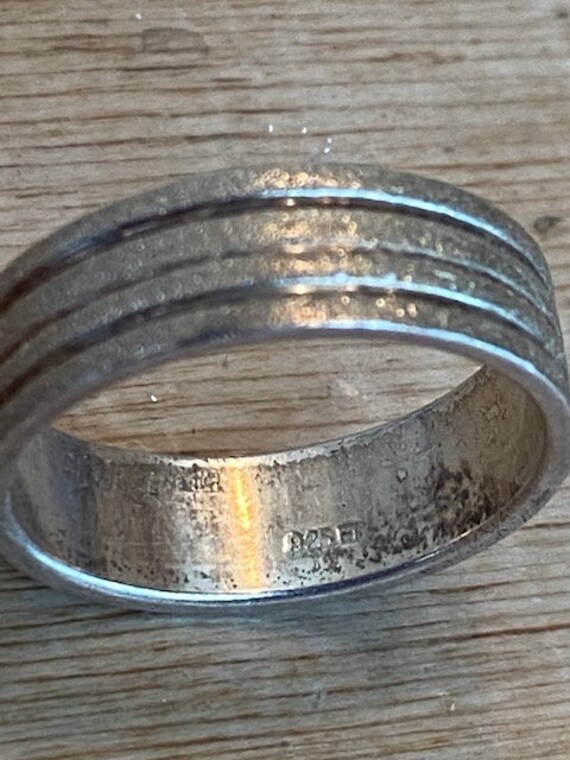 Vintage Mens Sterling Silver Ribbed Ring Size 10 … - image 6