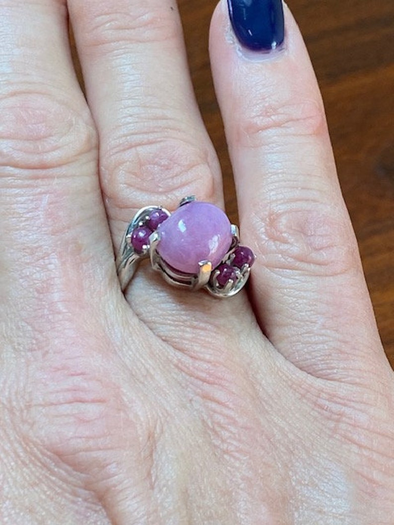 Regency Style Rings Antique Star Ruby and 14k White Gold Cocktail Hollywood Regency Style ...